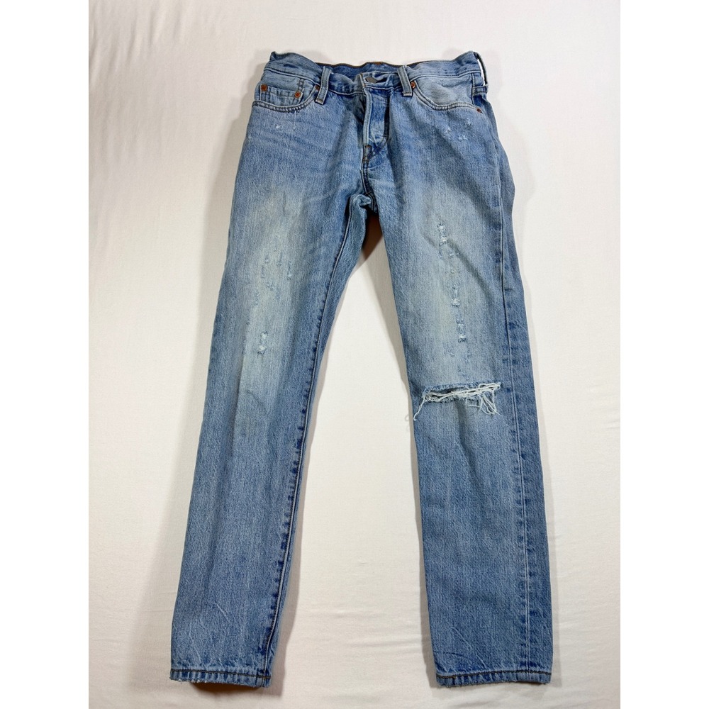 Levis 501 CT Custom Tapered Distressed Light Wash Jeans W24 L34